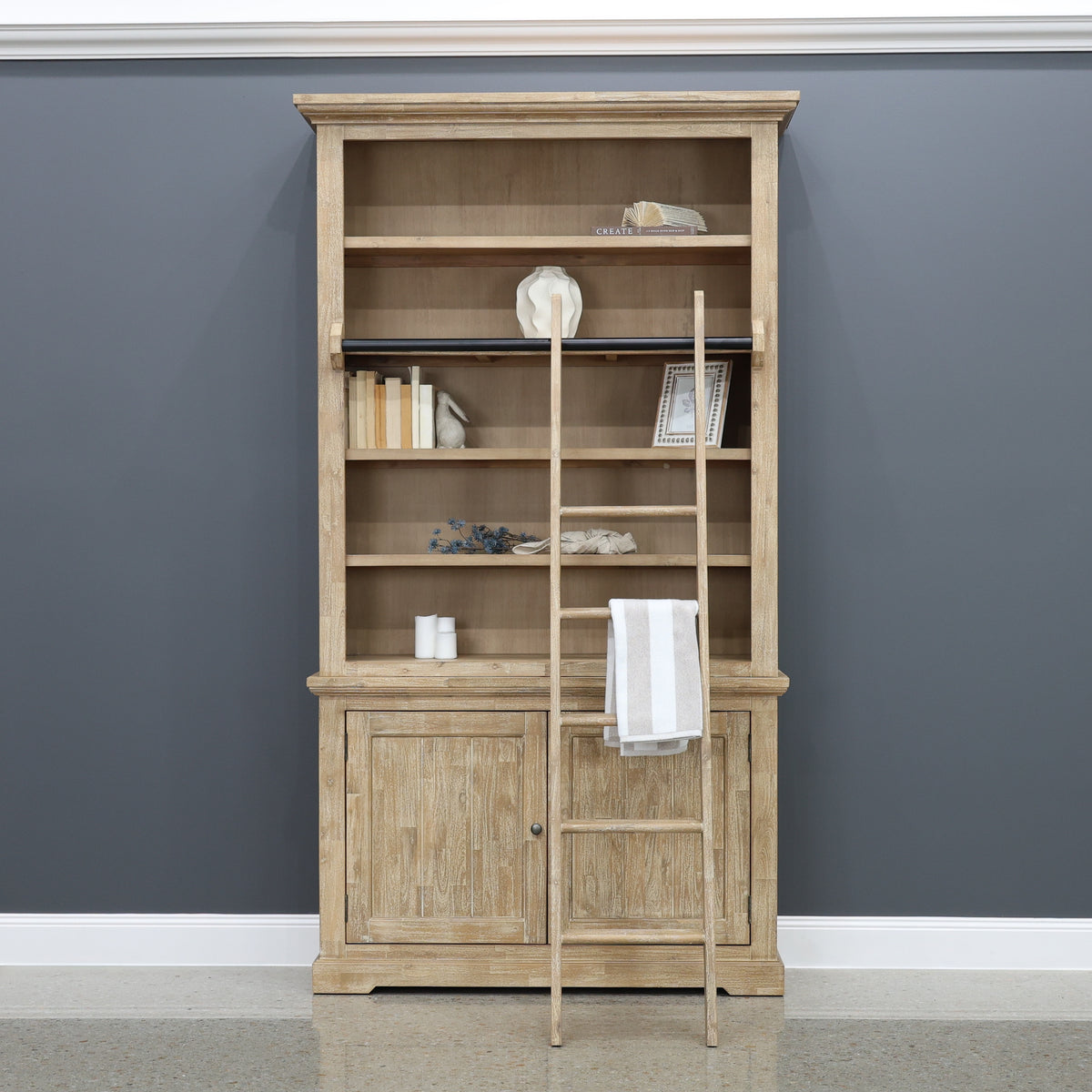 Provedore Natural Small Library w/ Decorative Ladder