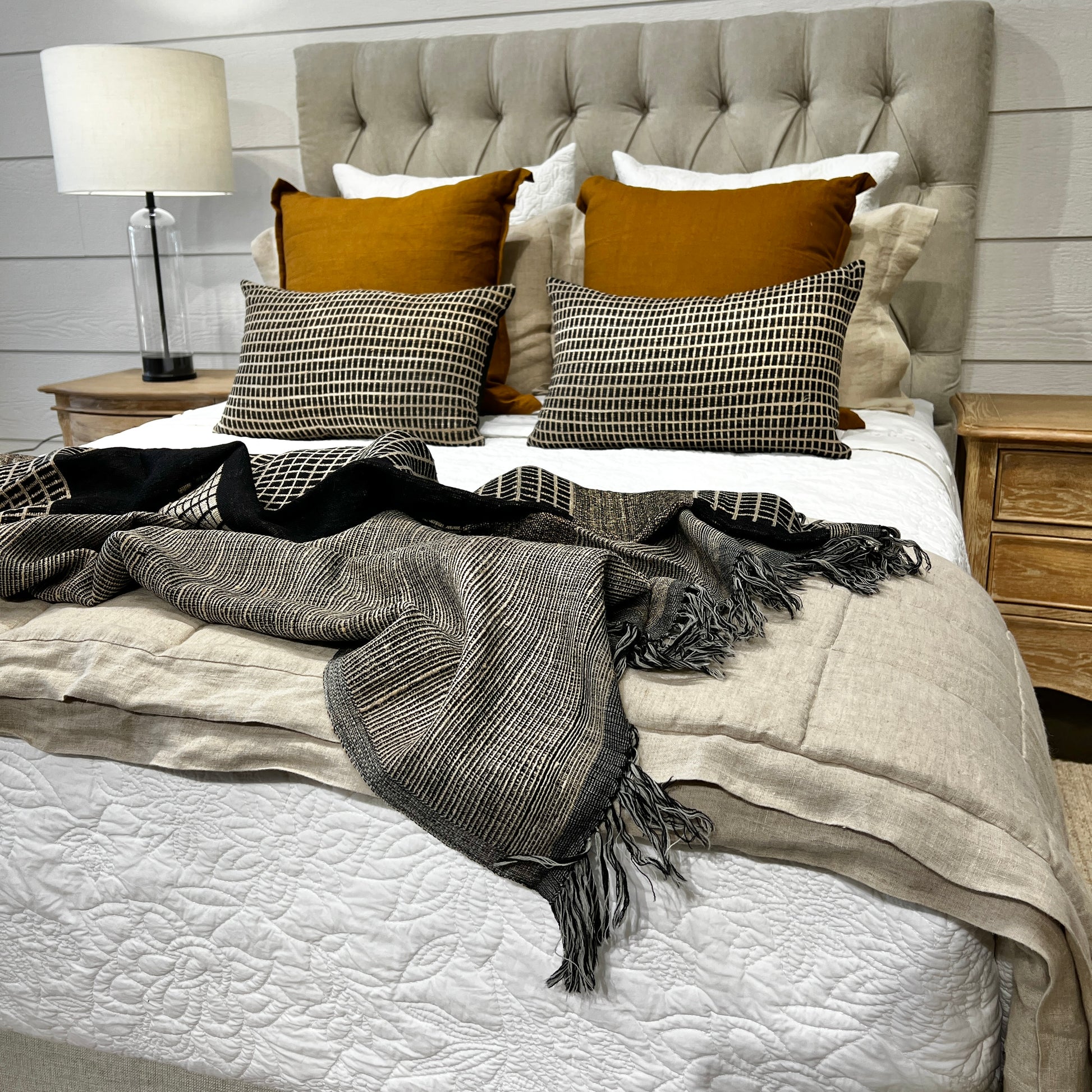 Tuscany Throw - Black, Sand & Grey Multi