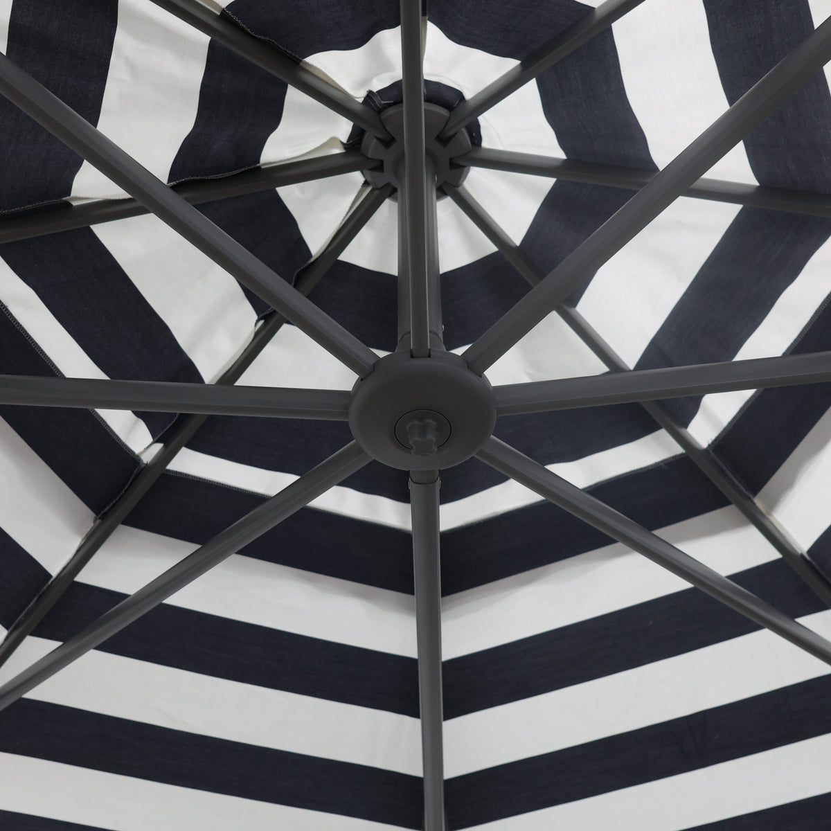 Savannah 380cm Octagonal Cantilever Umbrella - Navy Stripe w/ Ceramic Base
