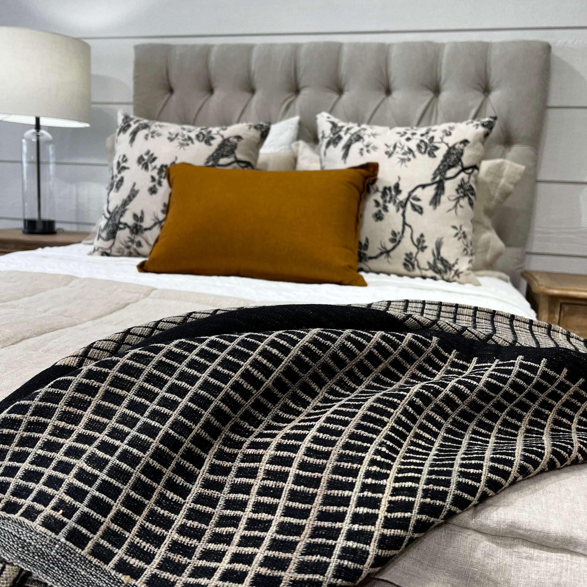 Tuscany Throw - Black, Sand & Grey Multi