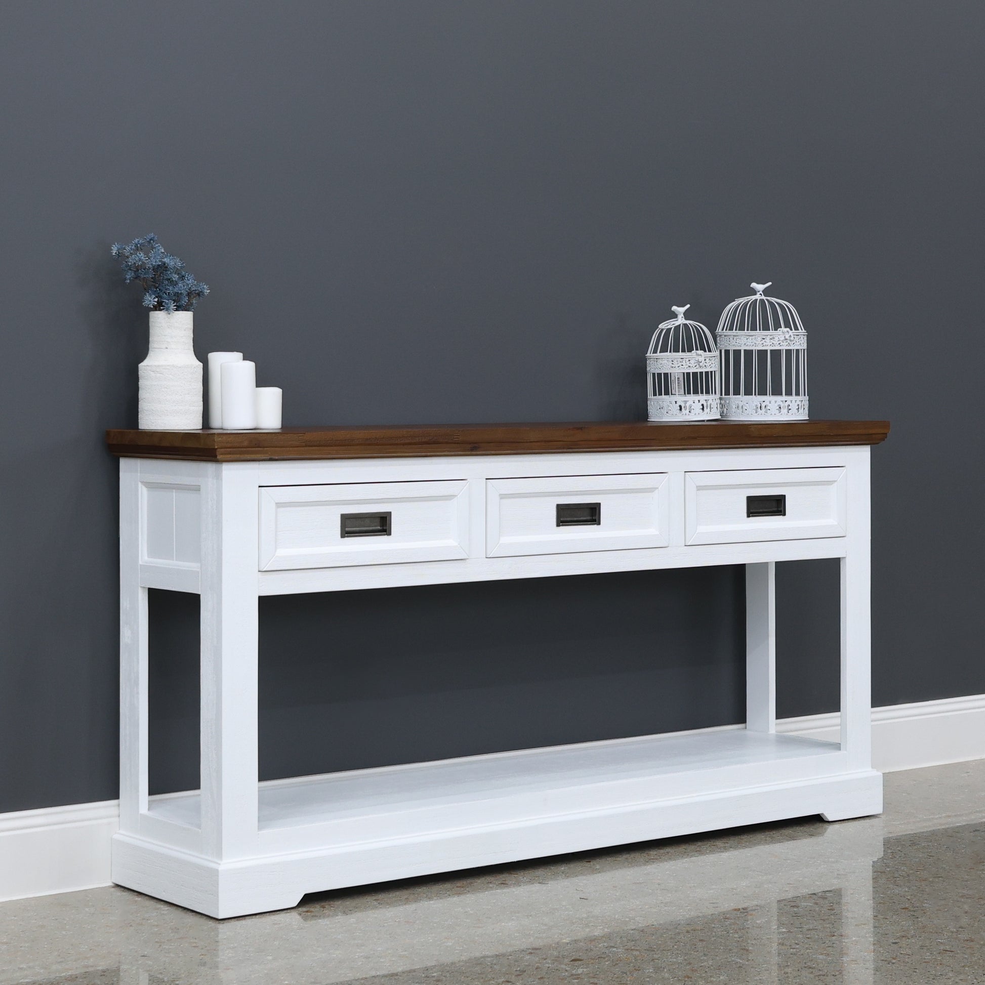 Provedore Two Tone Console Table w/ 3 Drawers
