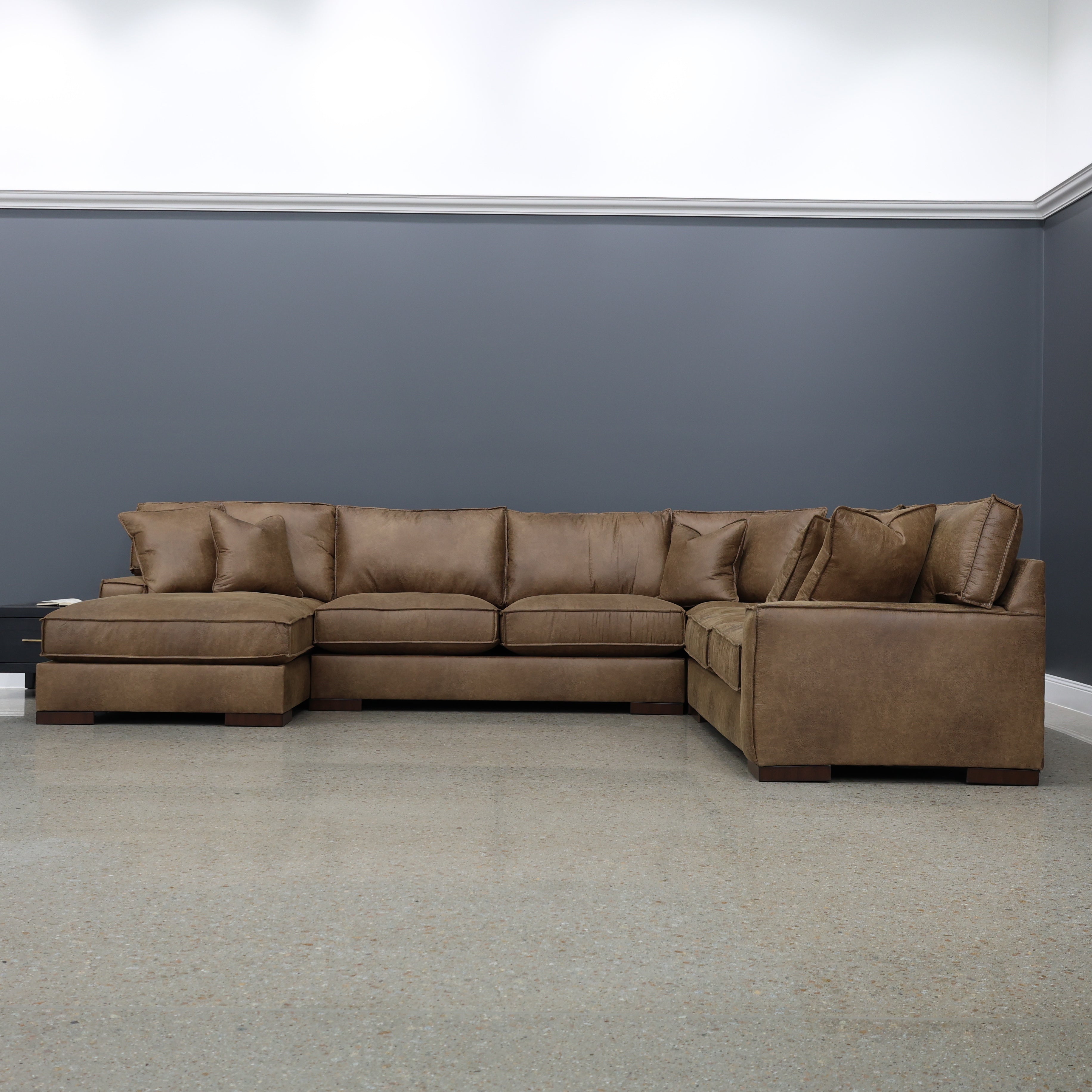 Gembrook Corner Lounge w/ LHF Chaise - Tan Leather Air