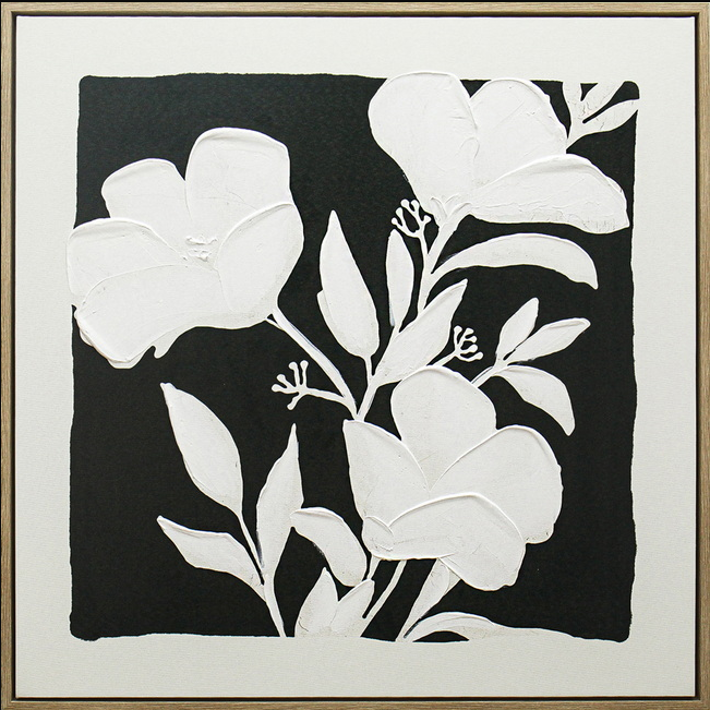 Black and White Blooms (A) Canvas