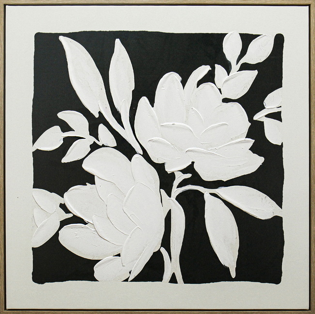 Black and White Blooms Canvas