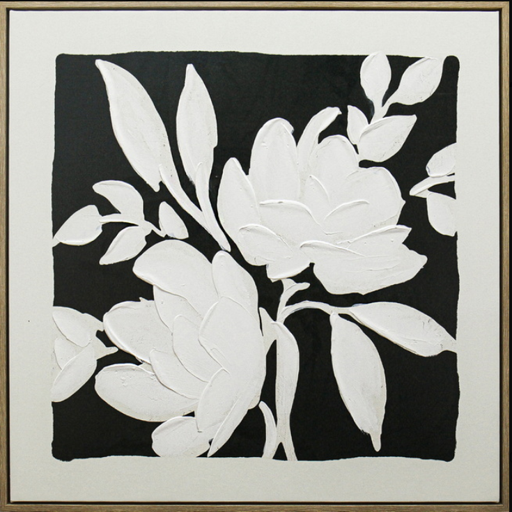 Black and White Blooms B Canvas