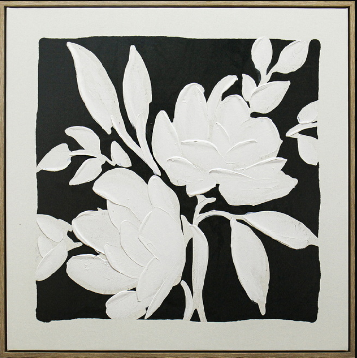 Black and White Blooms B Canvas