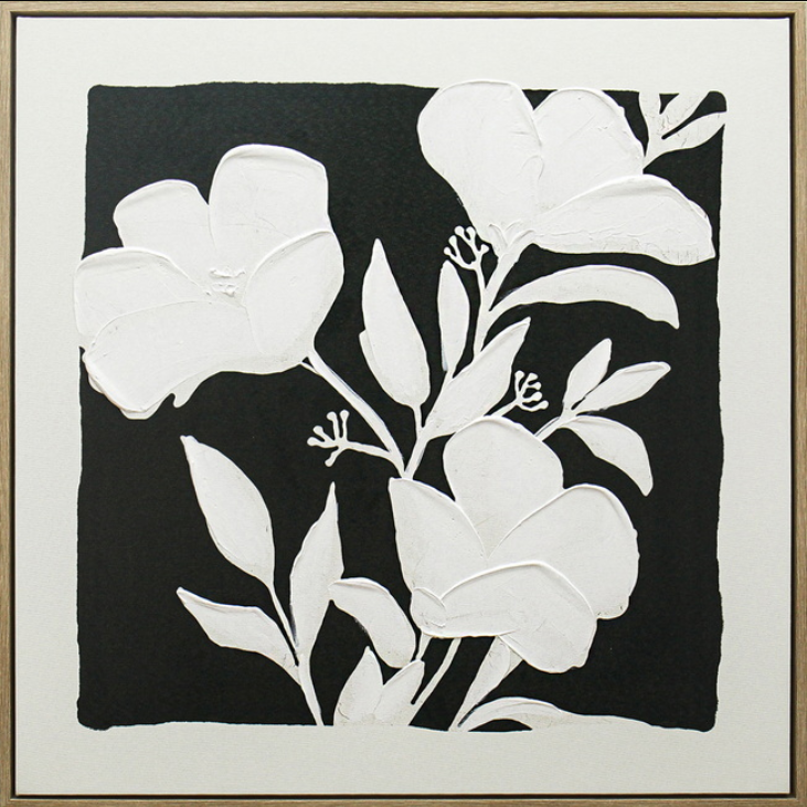 Black and White Blooms A Canvas