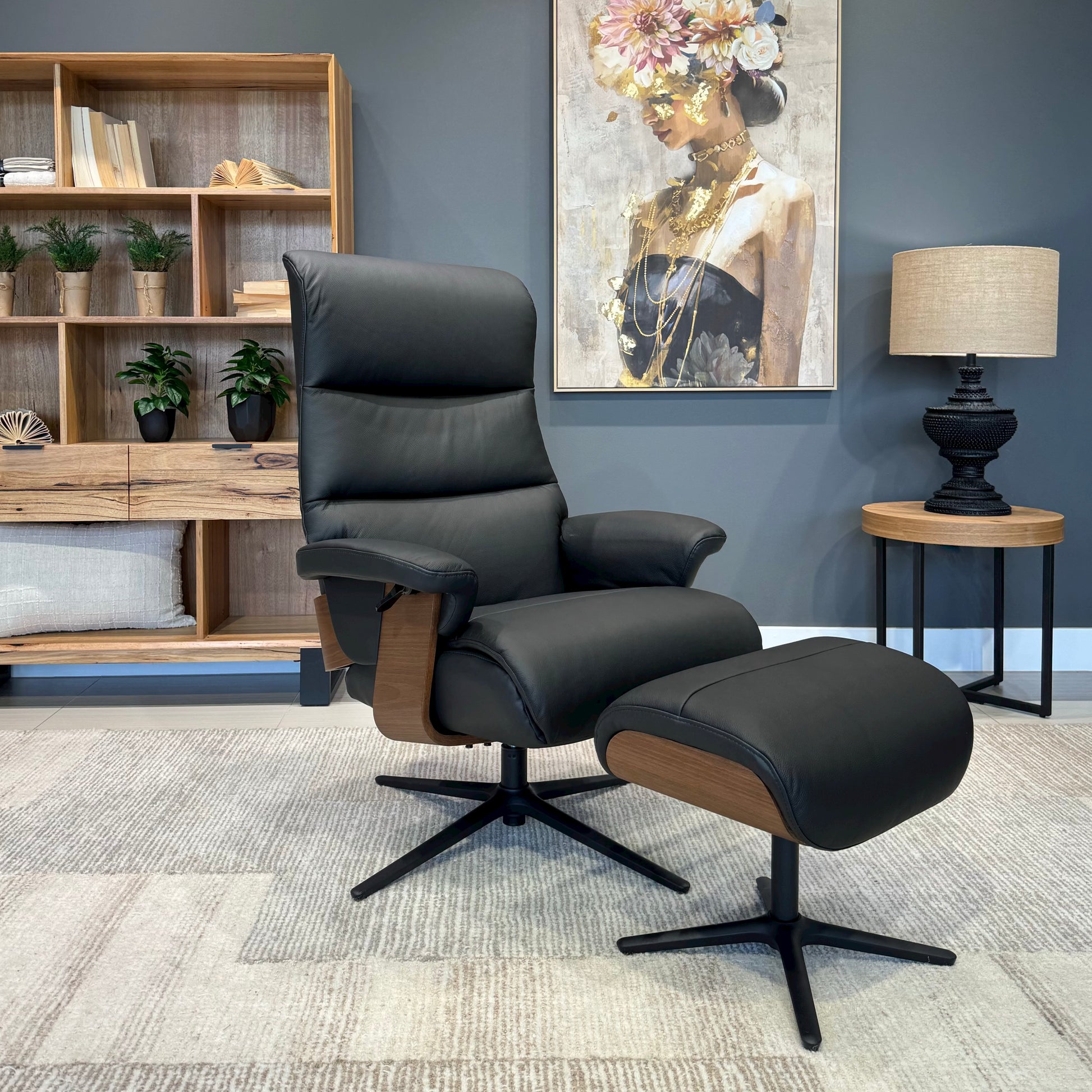 Seville Chair & Ottoman - Black