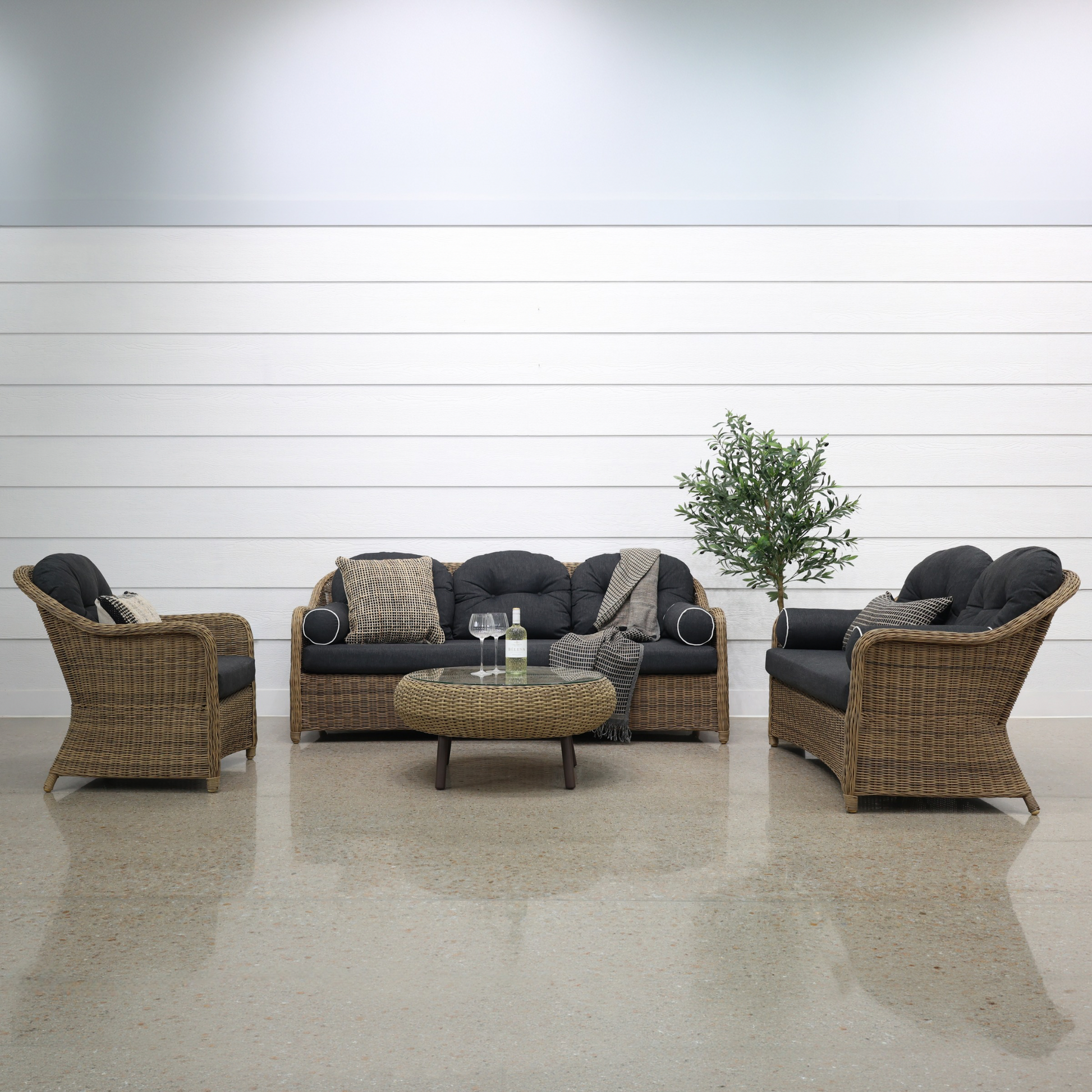 Mulwala Armchair - Brushed Wheat / Denim Grey