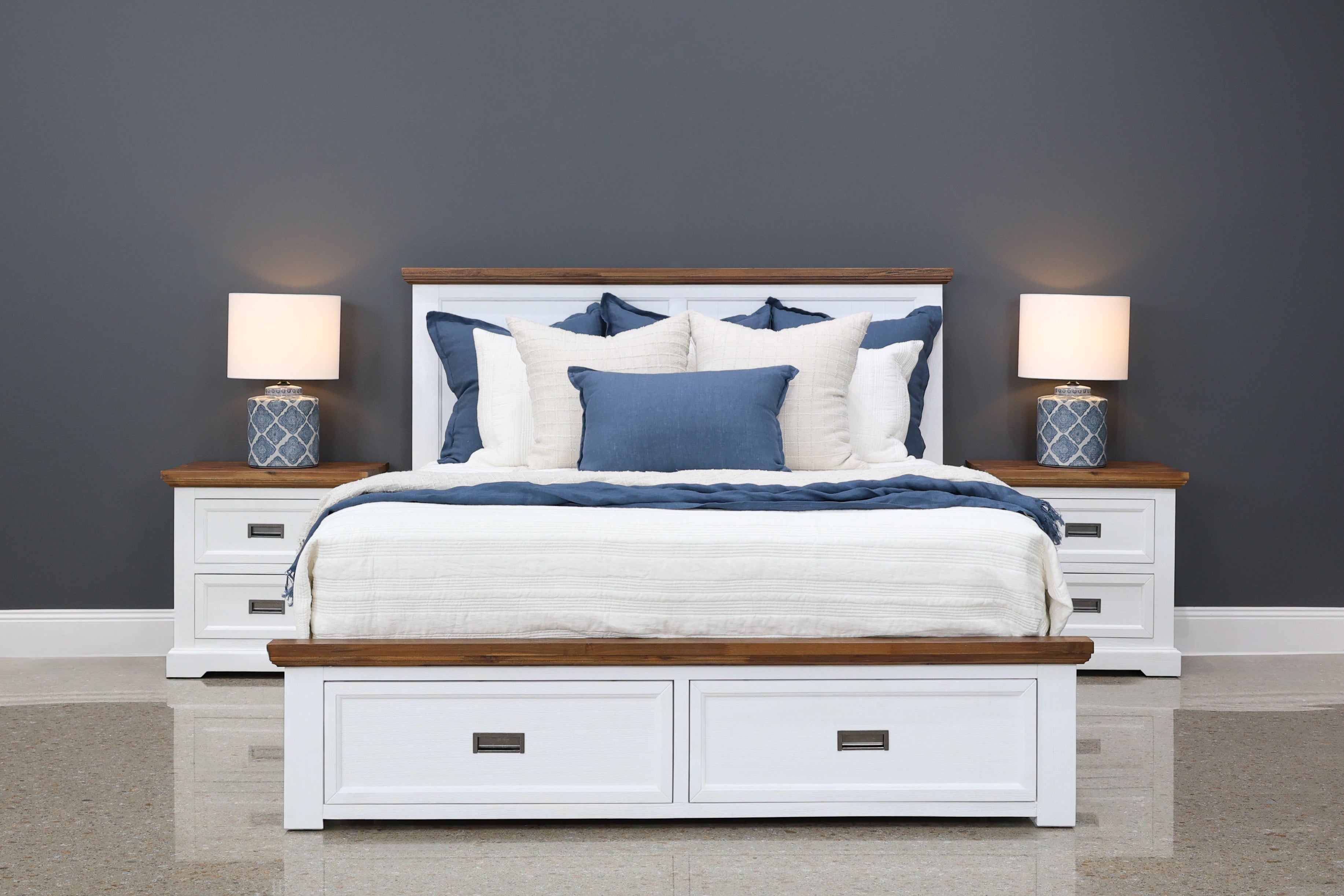 Provedore Two Tone Bed w/ 2 Storage Drawers