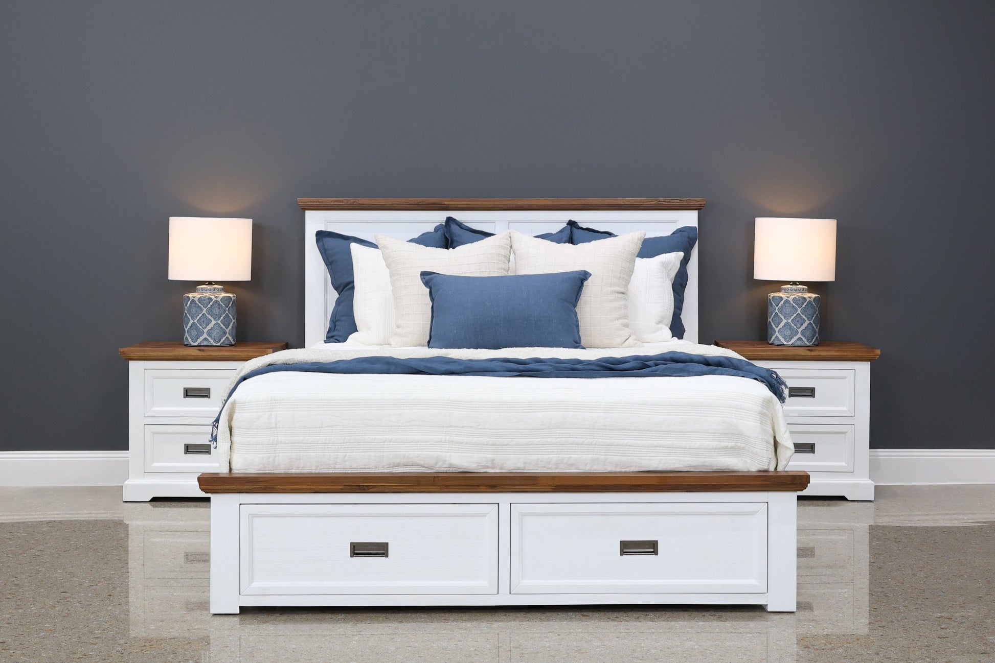 Provedore Two Tone Bed w/ 2 Storage Drawers