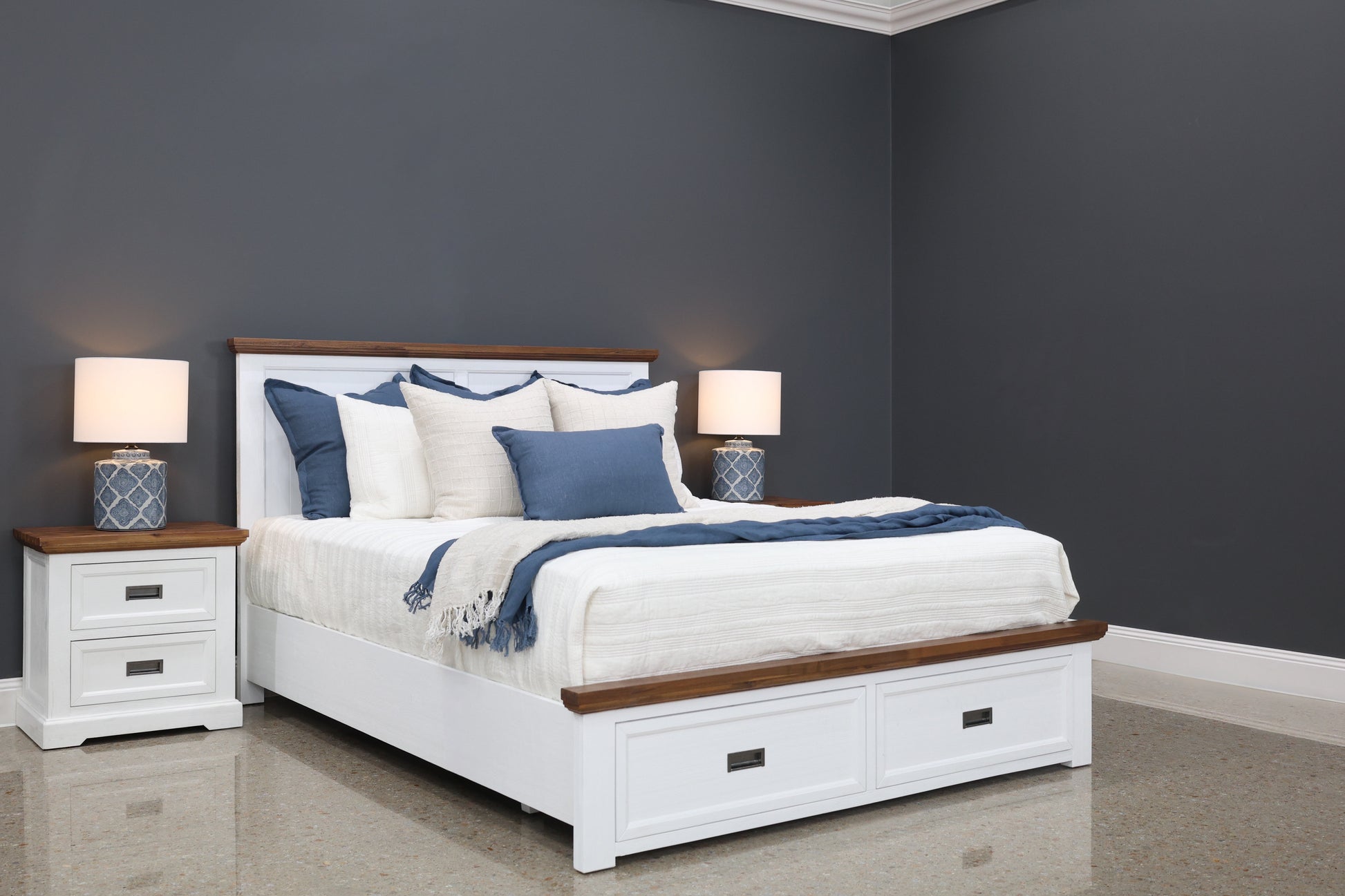 Provedore Two Tone Bed w/ 2 Storage Drawers