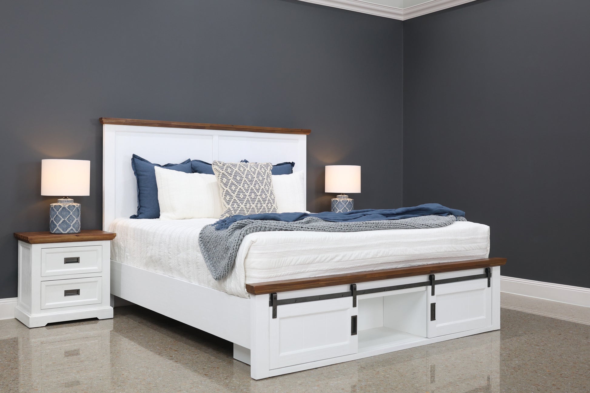 Provedore Two Tone Bed w/ 2 Sliding Barn Doors