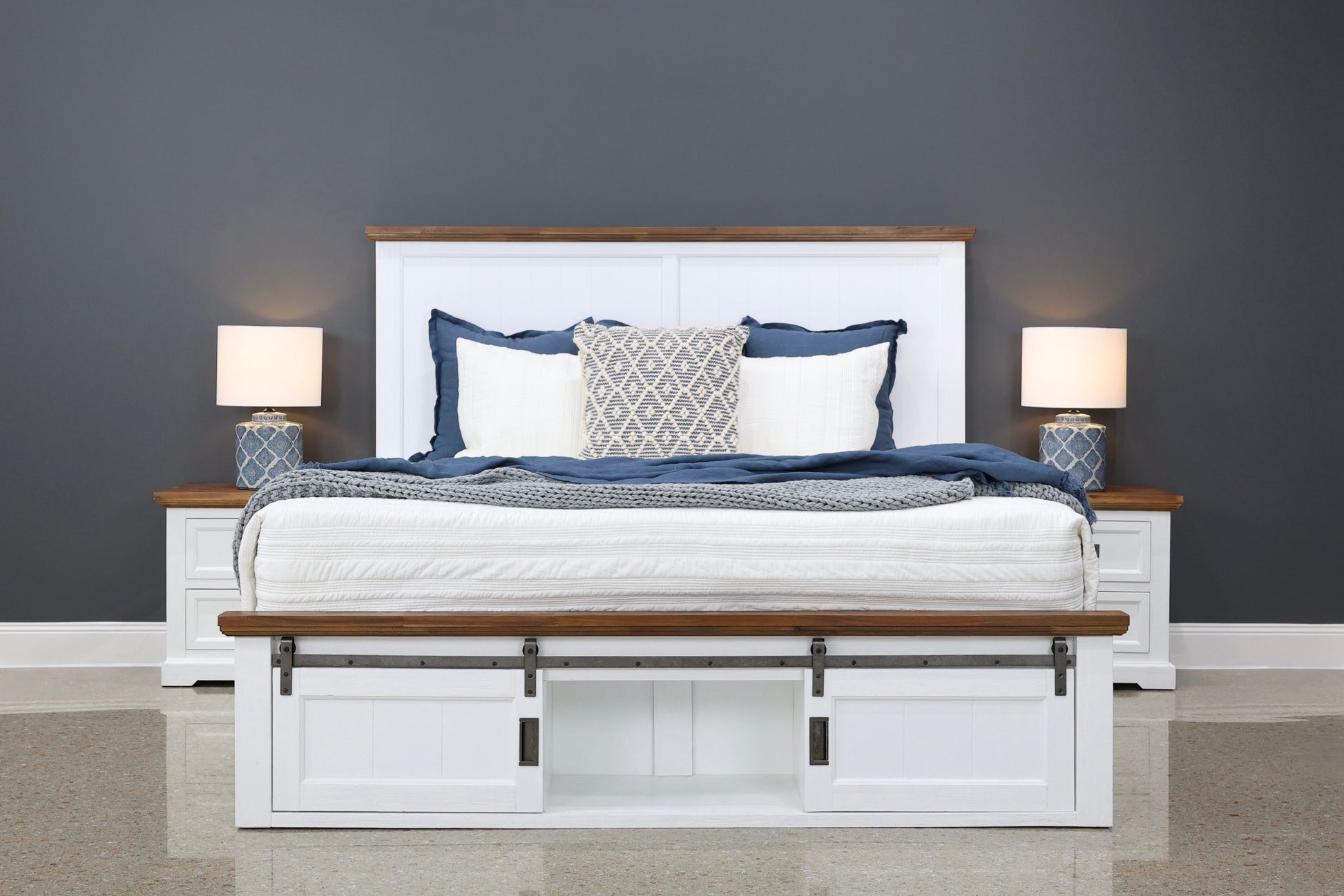 Provedore Two Tone Bed w/ 2 Sliding Barn Doors