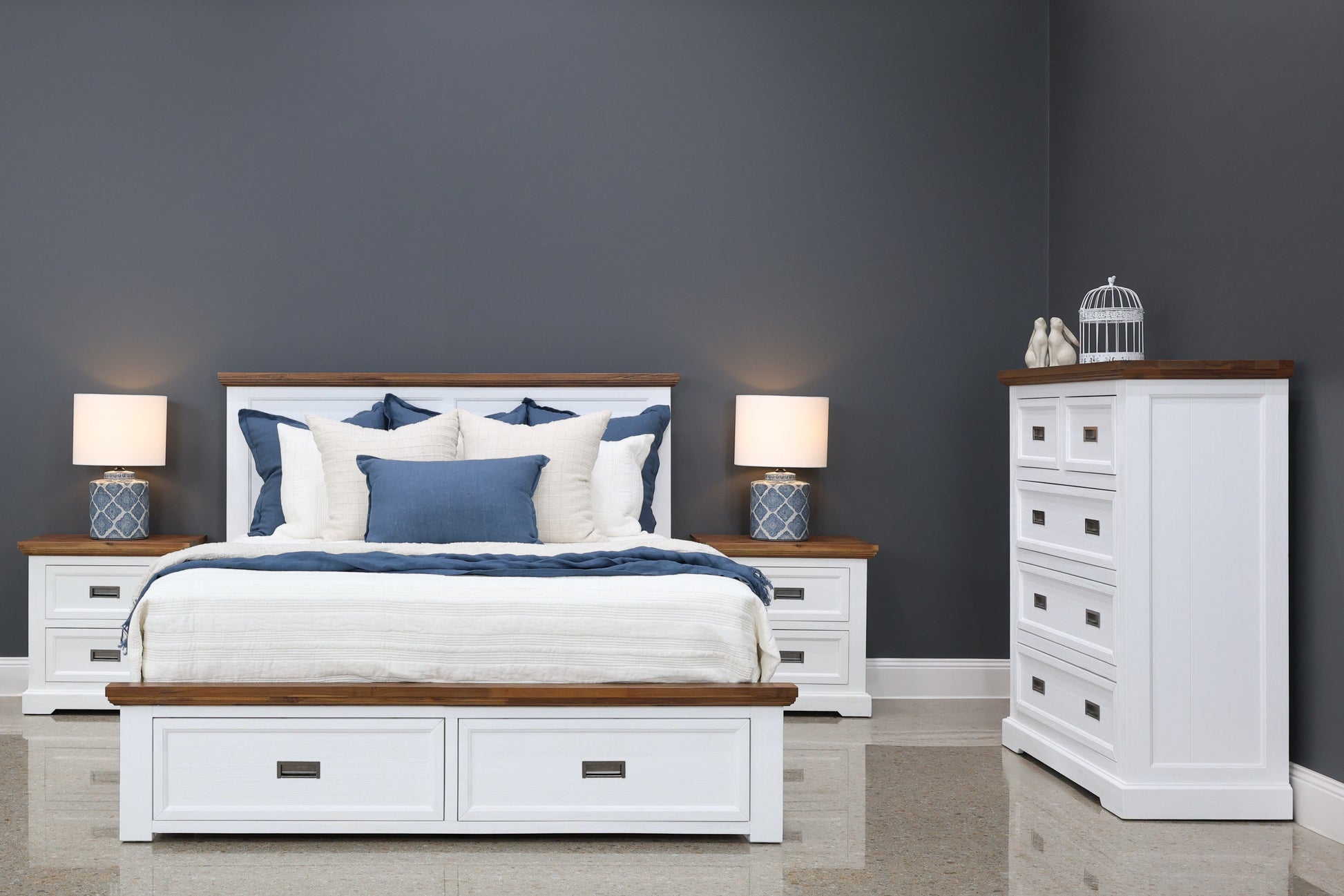 Provedore Two Tone Bed w/ 2 Storage Drawers