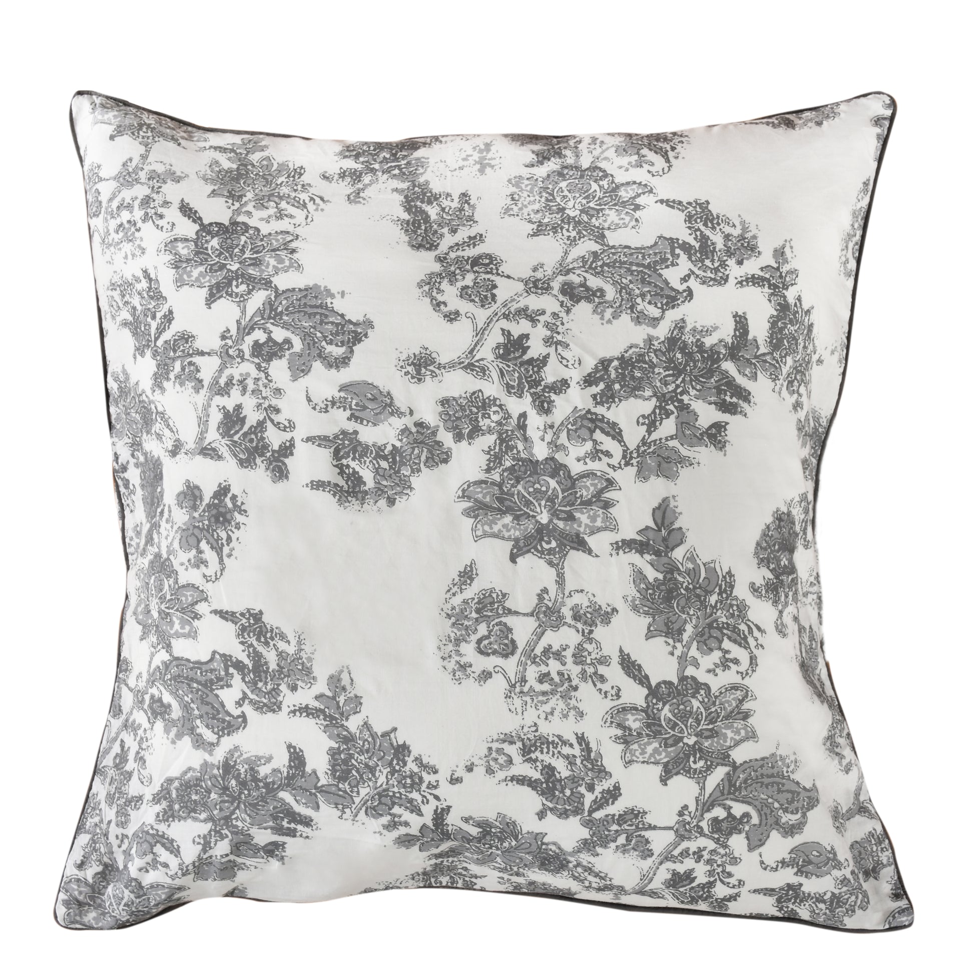 Florence European Pillowcases Pair - Grey & White