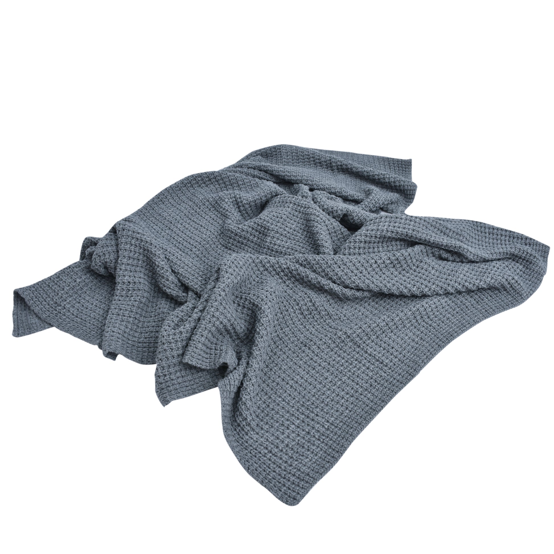 Large Moss Stitch Throw Australian Merino Wool - Charcoal