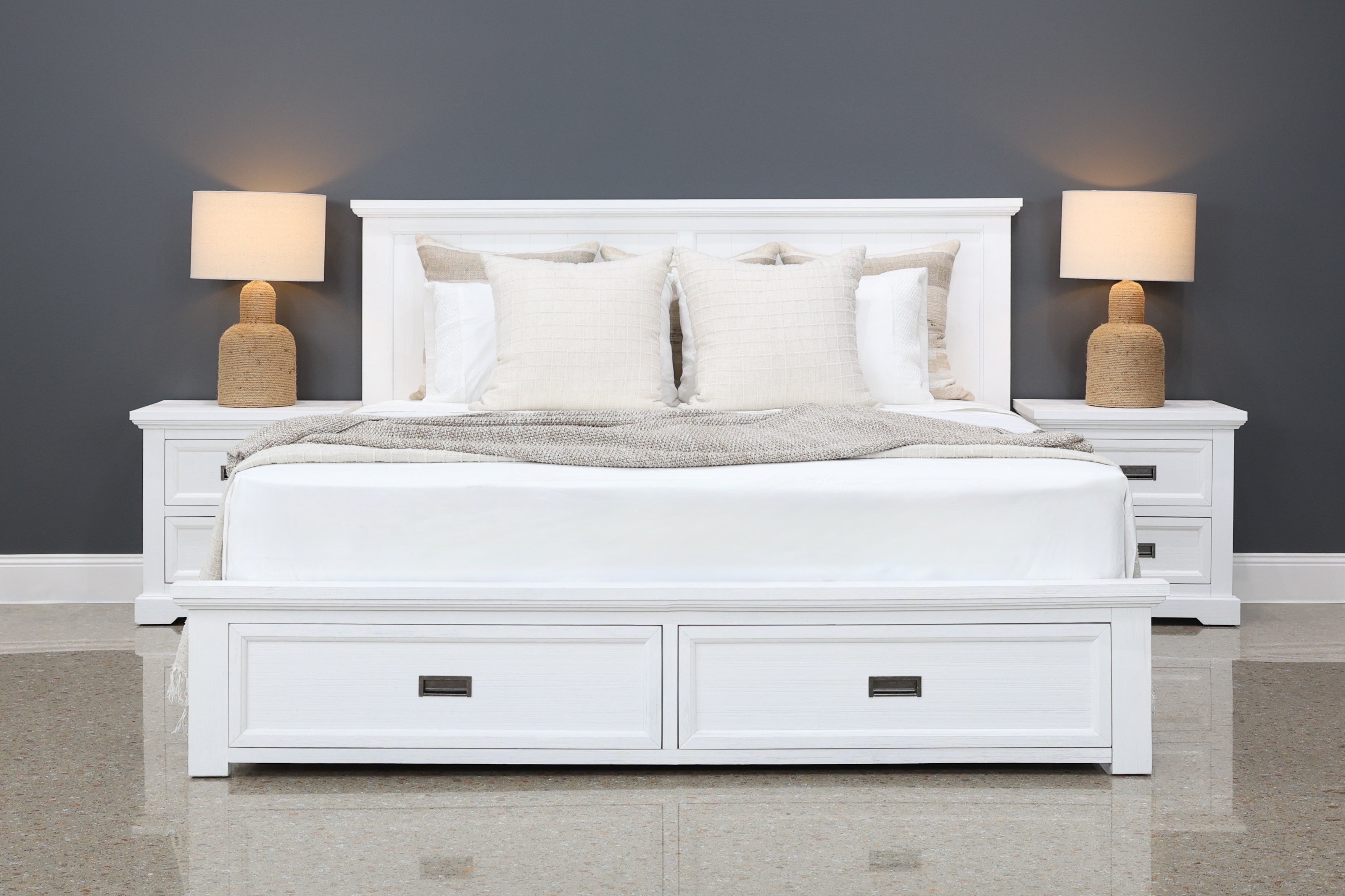 Provedore All White Bed w/ Storage