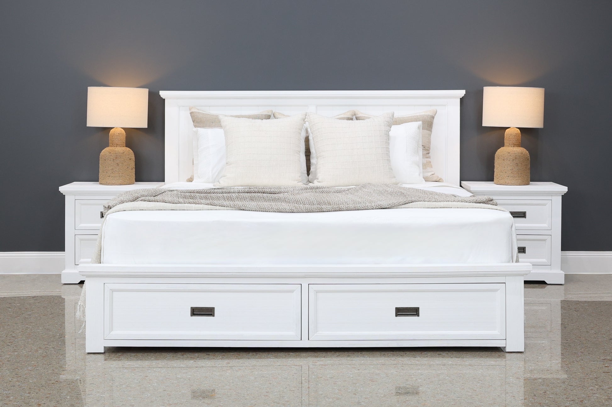 Provedore All White Bed w/ Storage