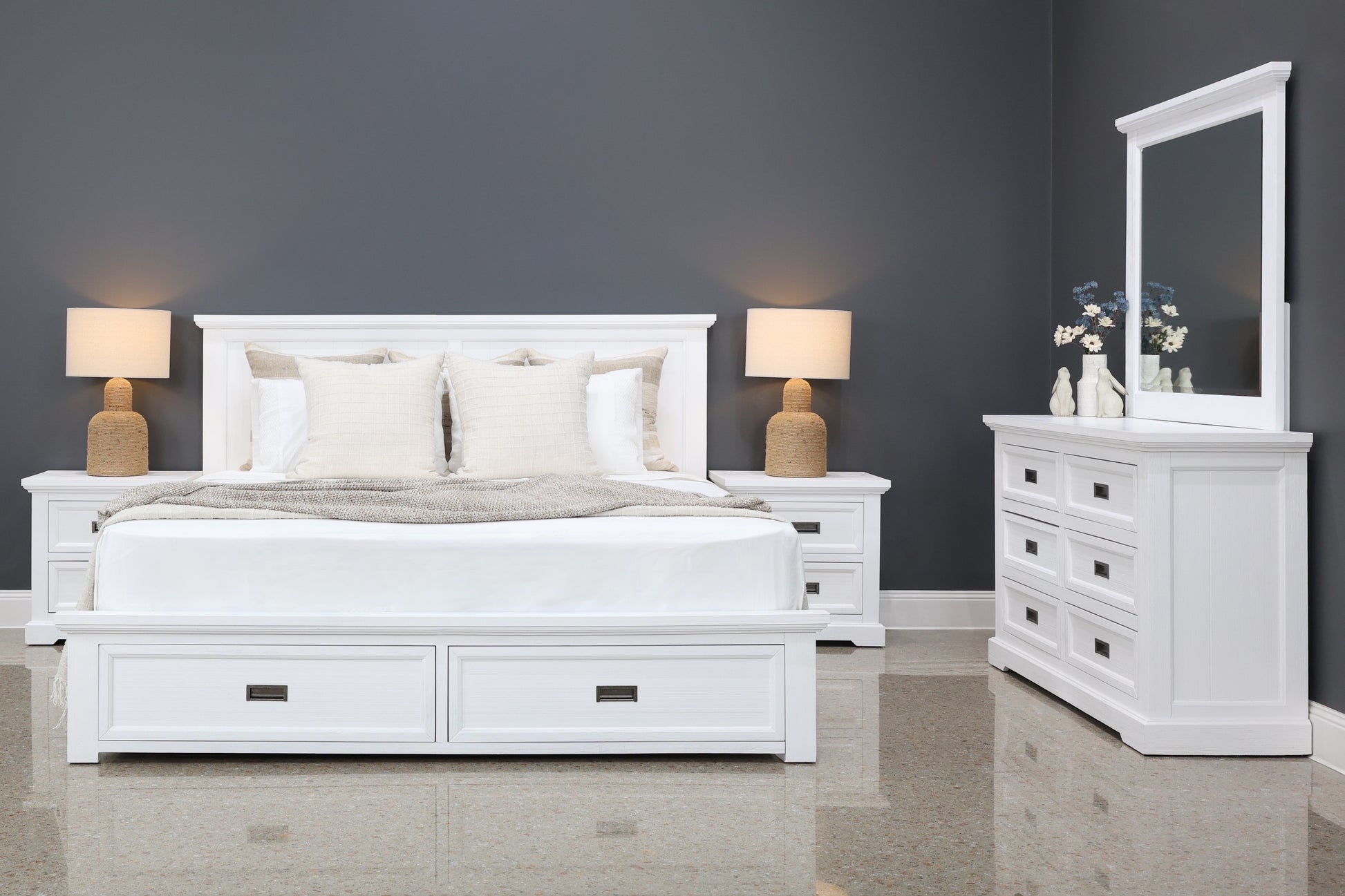Provedore All White Bed w/ Storage