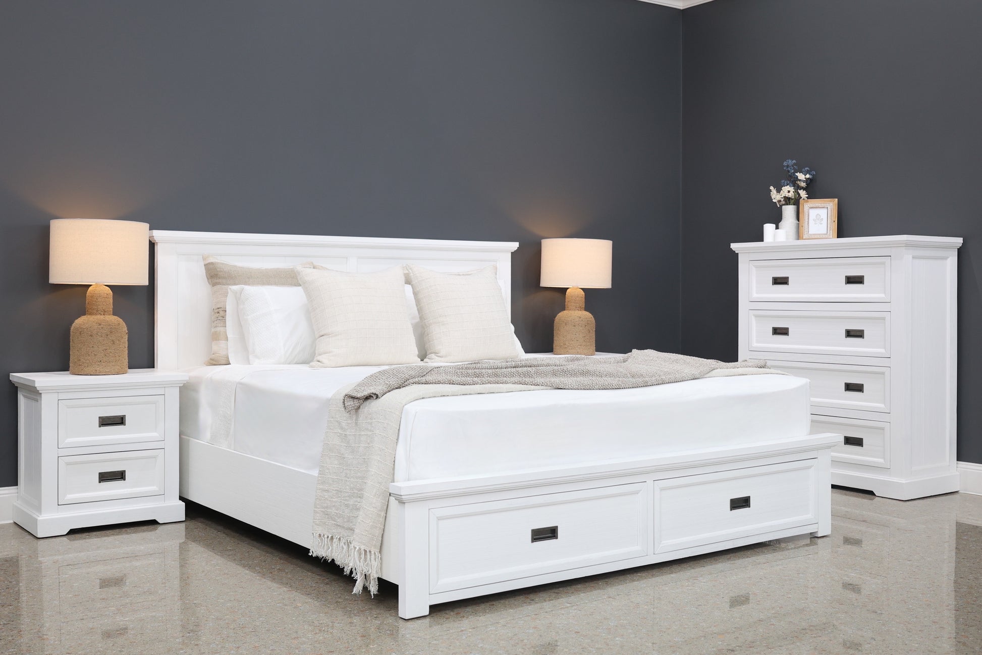 Provedore All White Bed w/ Storage